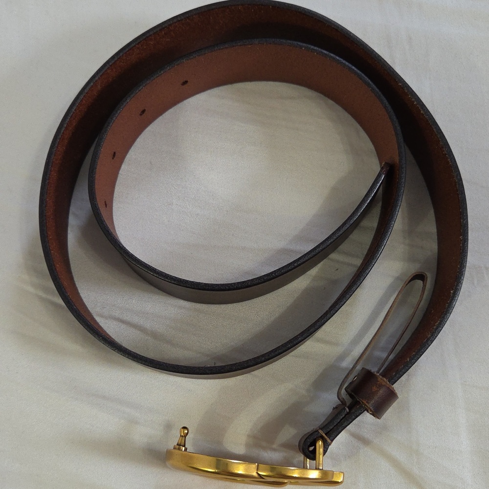 Gucci Brown Leather Belt with Gold Double G Buckle - Picture 13 of 16